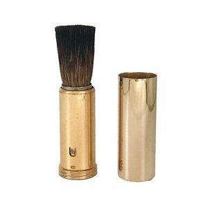 Vintage Retractable Make-Up Brush Holder Gold Tone Tube Portable Beauty